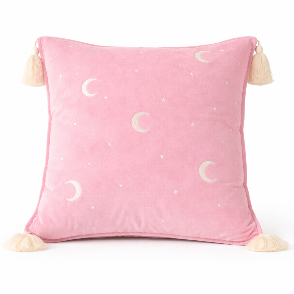 Crescent Moon Tassel Pillow Cover